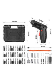 Swift Electric Screwdriver 45pcs, Twistable Handle-90 Degrees Rotate Perfect for Furniture Assembly, Home Use with Carrying Case, 3.6V 1300mAh Black  - Image 4
