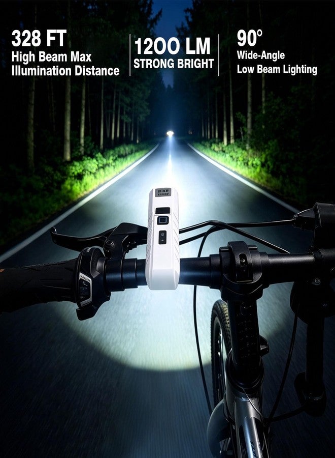 POSIKO Bike Light Set, 1200Lumens Front Light + 100Lumens Remote Turn Signal Tail Light, 5+6 Modes, Auto Sensor, USB Rechargeable, 328FT Visibility, IP65 Waterproof Bicycle Headlight Taillight Combo - Image 4