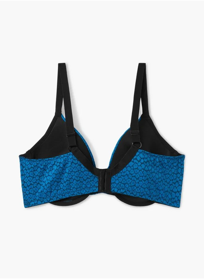 Aadaraya Aadaraya Printed Balconette Bra with Hook and Eye Closure