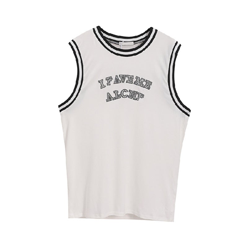 Hong Kong Style Korean Style Loose Mid-length Black Sleeveless T-shirt Womens Summer Street Style Basketball Casual Sports Top ins Black  - Image 2