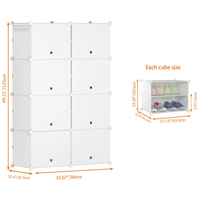 HOMIDEC Shoe Rack, 8 Tier Shoe Storage Cabinet 32 Pair Plastic Shoe Shelves Organizer for Closet Hallway Bedroom Entryway - Image 5