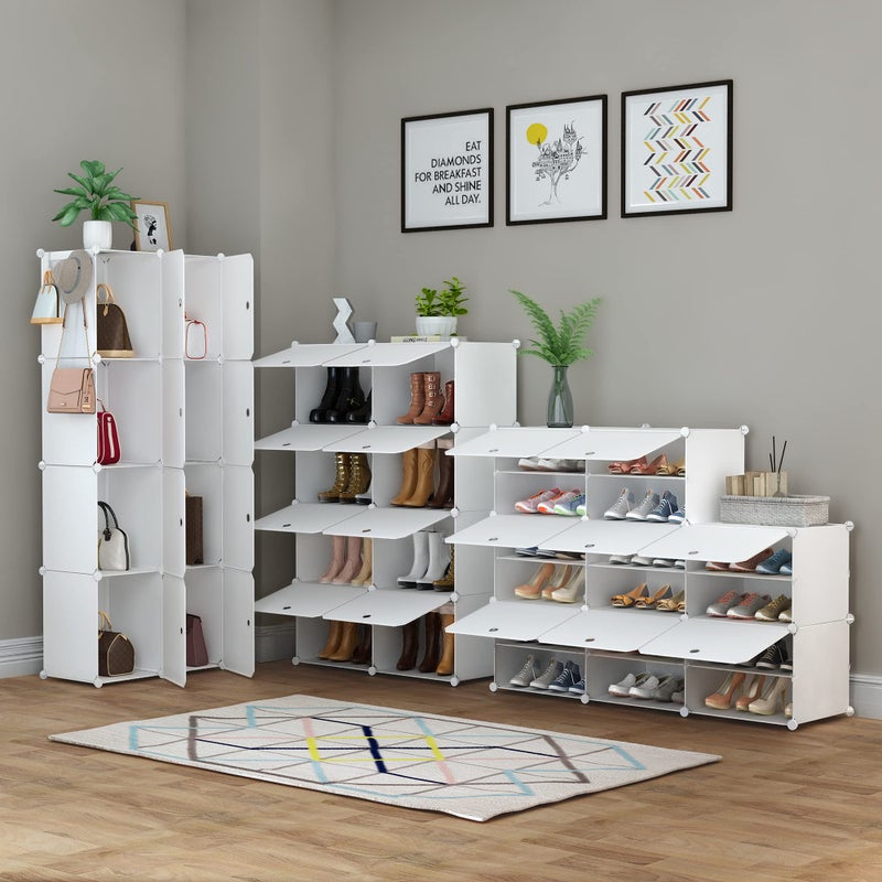 HOMIDEC Shoe Rack, 8 Tier Shoe Storage Cabinet 32 Pair Plastic Shoe Shelves Organizer for Closet Hallway Bedroom Entryway - Image 3