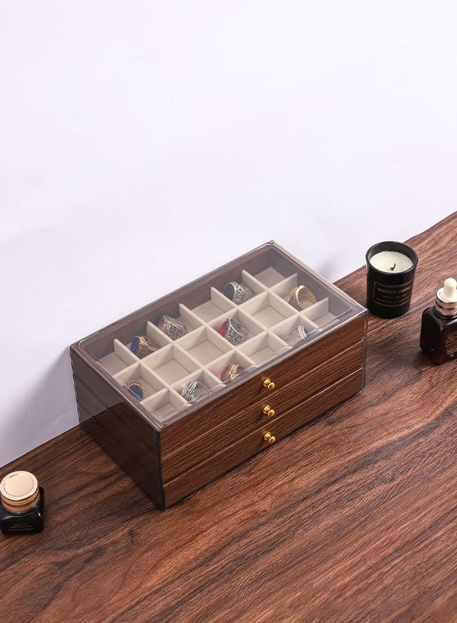 DUNISO 3 Layer Jewelry Box for Women, Jewelry Organizer Box,Anti-oxidation Jewelry Boxes,Glass Lid Jewelry Organizer with 3 Drawers for Earring, Bangle, Bracelet, Necklace and Rings - Image 3