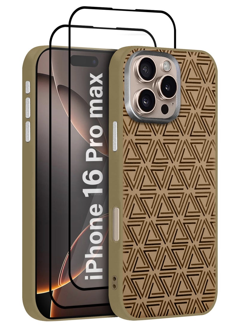 CATANES iPhone 16 Pro Max 3Packs Case Cover Carbon Fiber Pattern Phone Case Slim Shockproof Back Cover with Two 3D Screen Protectors - Tangram-Inspired Pattern - Image 1