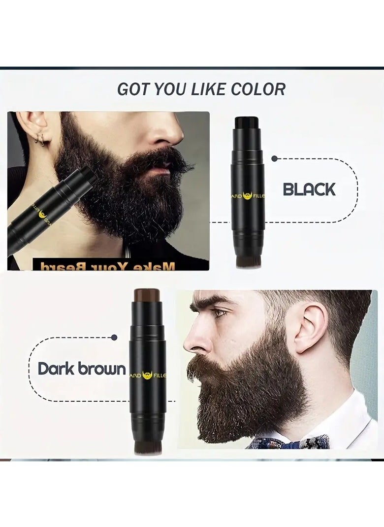 Kanza - Beard Filler Pencil Dual Tip 2 in 1 Beard Pencil with Brush for Beard Styling Waterproof Beard Pen for Long Lasting Coverage and Natural Finish Beard Mustache Eyebrows Beard Filling Stick Dark Brown - Image 1