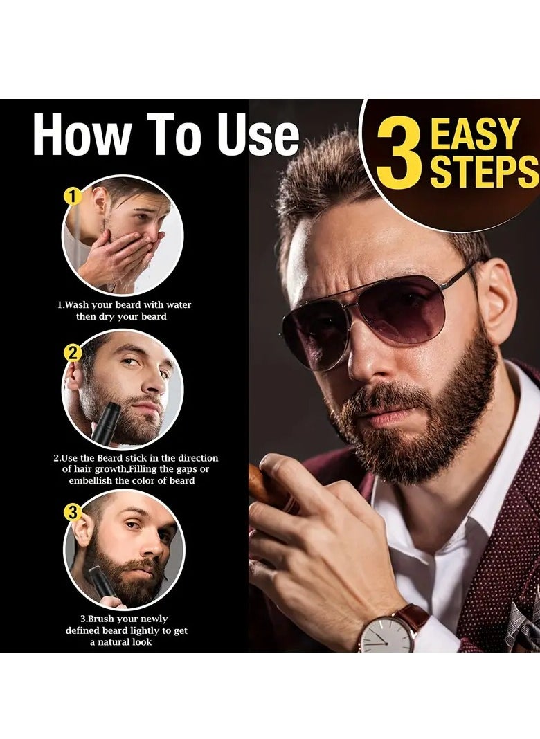 Kanza - Beard Filler Pencil Dual Tip 2 in 1 Beard Pencil with Brush for Beard Styling Waterproof Beard Pen for Long Lasting Coverage and Natural Finish Beard Mustache Eyebrows Beard Filling Stick Dark Brown - Image 1
