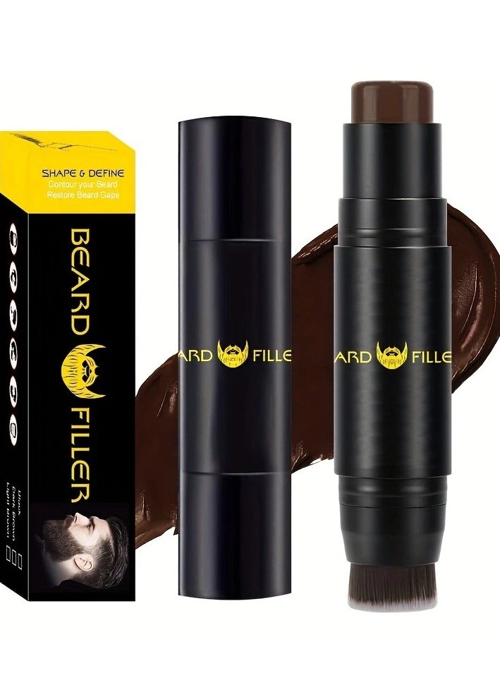 Kanza - Beard Filler Pencil Dual Tip 2 in 1 Beard Pencil with Brush for Beard Styling Waterproof Beard Pen for Long Lasting Coverage and Natural Finish Beard Mustache Eyebrows Beard Filling Stick Dark Brown - Image 1