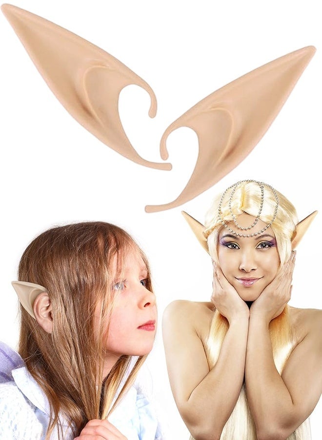 Elf Ears Pixie Cosplay Dress Up, Soft Pointed Elven Vampire Ear Tips Anime Party Costume Masquerade Accessories - Image 1