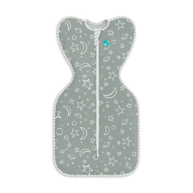 LOVE TO dream Love To Dream Swaddle UP, Baby Sleep Sack, Twin Zipper for Easy Diaper Changes, Arms UP Position, Hip-Healthy, Lightweight & Breathable, Sleeping Bag, Moderates Ideal Temps, 1-3 M, Olive Stars & Moon - Image 2