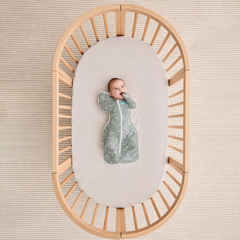LOVE TO dream Love To Dream Swaddle UP, Baby Sleep Sack, Twin Zipper for Easy Diaper Changes, Arms UP Position, Hip-Healthy, Lightweight & Breathable, Sleeping Bag, Moderates Ideal Temps, 1-3 M, Olive Stars & Moon - Image 4
