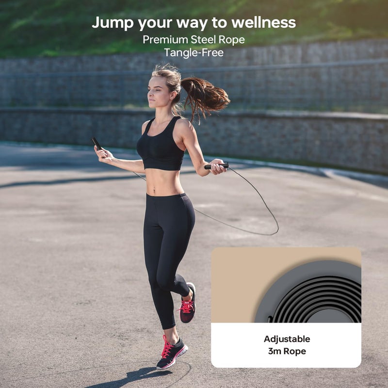 Halohop Skipping Rope for Man Women with Counter Jumping Rope with Adjustable Jumping Rope for Men Exercise Fitness Tangle-Free Rapid Speed Professional Skipping Rope - Image 3