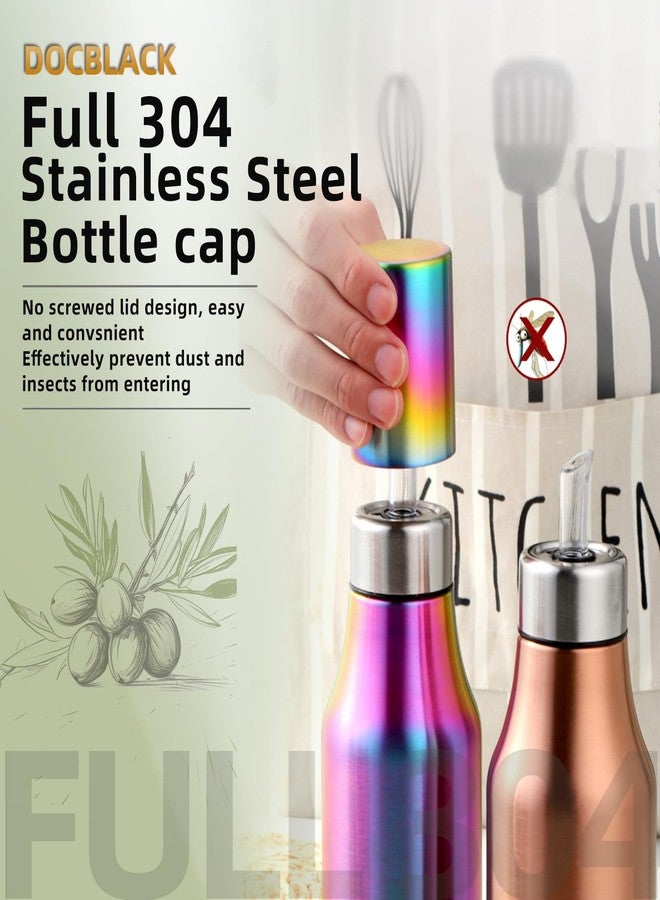 DOCBLACK Rainbow Olive Oil Dispenser 17oz Oil Bottle Stainless Steel Leak Proof Olive Oil Dispenser Bottle for Kitchen with No-Drip (500ML) - Image 4