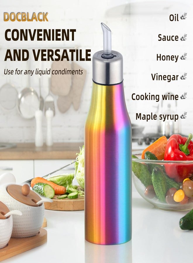 DOCBLACK Rainbow Olive Oil Dispenser 17oz Oil Bottle Stainless Steel Leak Proof Olive Oil Dispenser Bottle for Kitchen with No-Drip (500ML) - Image 2