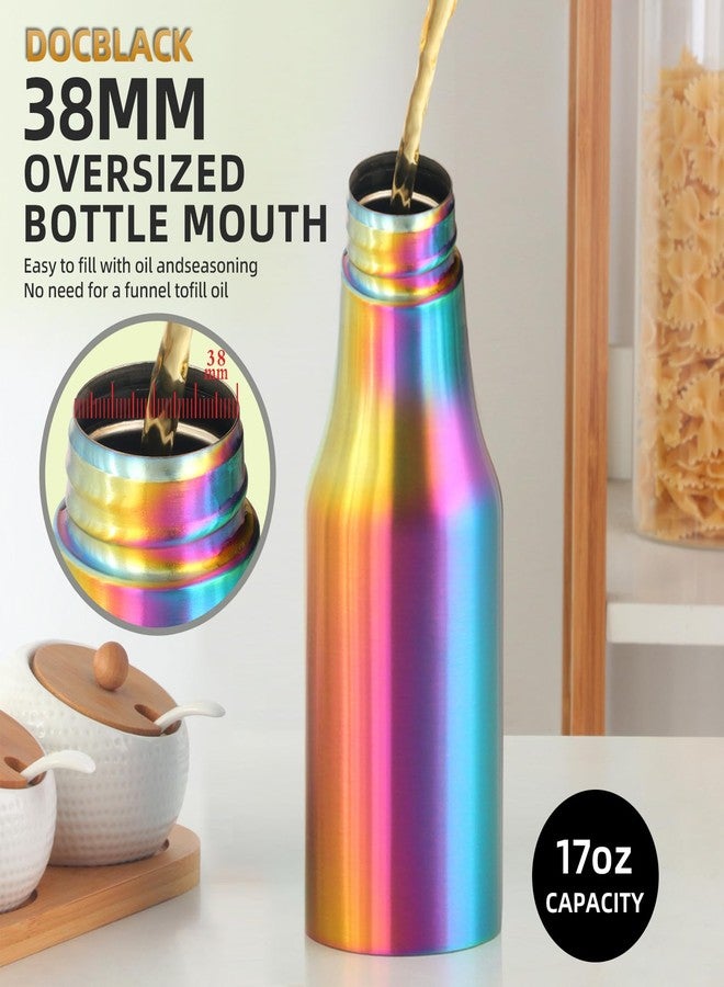 DOCBLACK Rainbow Olive Oil Dispenser 17oz Oil Bottle Stainless Steel Leak Proof Olive Oil Dispenser Bottle for Kitchen with No-Drip (500ML) - Image 3