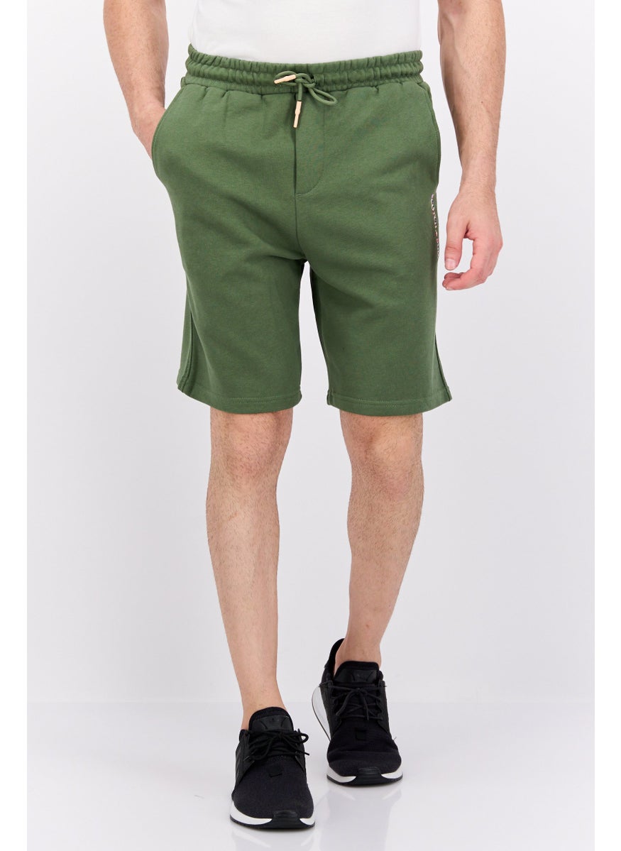 Scotch & Soda Men Brand Logo Drawstring Basic Shorts, Army Green  - Image 1