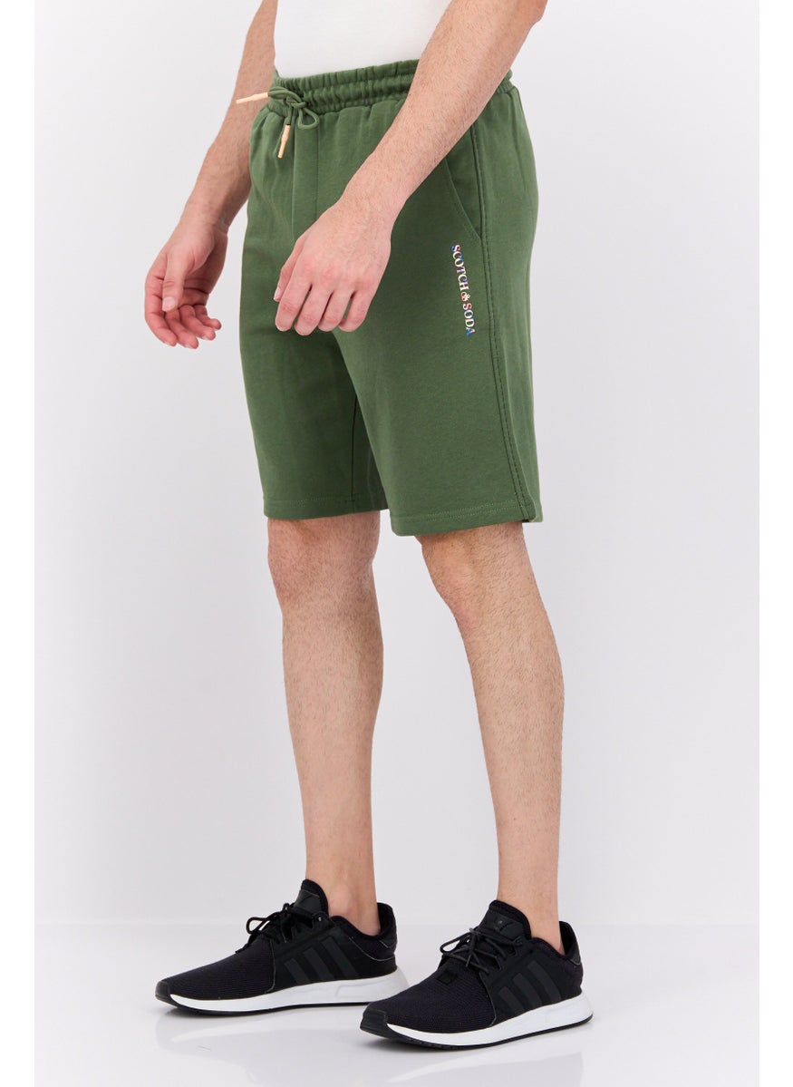 Scotch & Soda Men Brand Logo Drawstring Basic Shorts, Army Green  - Image 2