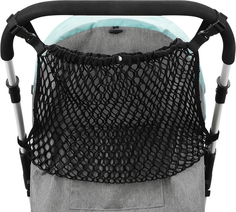 Accmor Universal Stroller Organizer Polyester Net Mesh Bag Fits for Uppababy Nuna Britax Doona Strollers NonSlip Adjustable Stroller Mesh Cargo Net Storage Caddy Accessories - Image 4