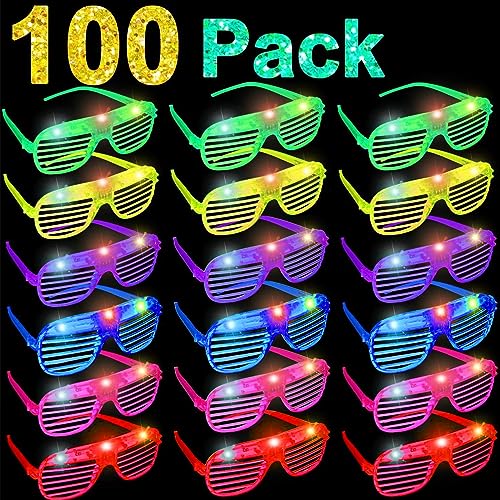 100 Pack Glow Sticks Glasses Bulk Party Pack Light Up Glasses BulkGlow in the Dark Party Supplies FavorsLED Sunglasses Concert NeonBirthday Back to School Halloween Fiesta Party Favors Pool