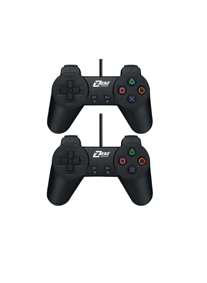 ZERO ELECTRONICS ZR-3001 USB Wired Gaming Controller - Ergonomic Design - Compatible with Windows - Instant Plug & Play - 1.5m Cable - Black - Image 1