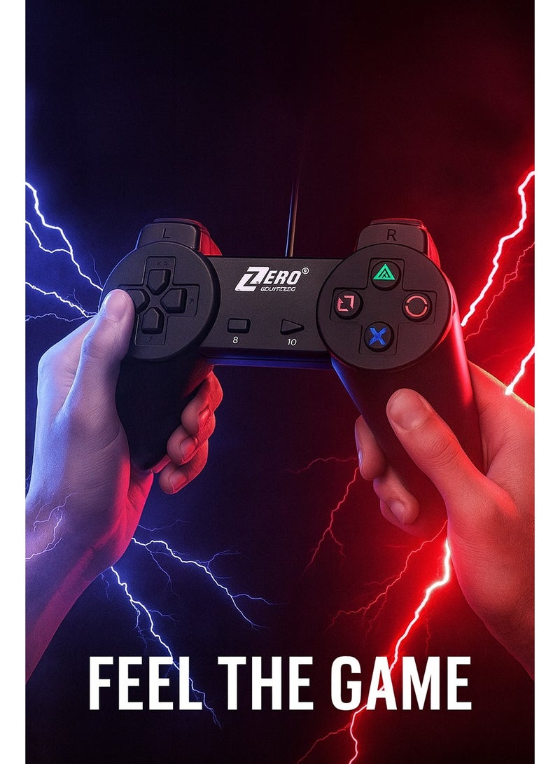 ZERO ELECTRONICS ZR-3001 USB Wired Gaming Controller - Ergonomic Design - Compatible with Windows - Instant Plug & Play - 1.5m Cable - Black - Image 5