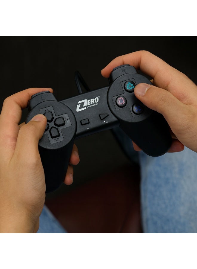 ZERO ELECTRONICS ZR-3001 USB Wired Gaming Controller - Ergonomic Design - Compatible with Windows - Instant Plug & Play - 1.5m Cable - Black - Image 4