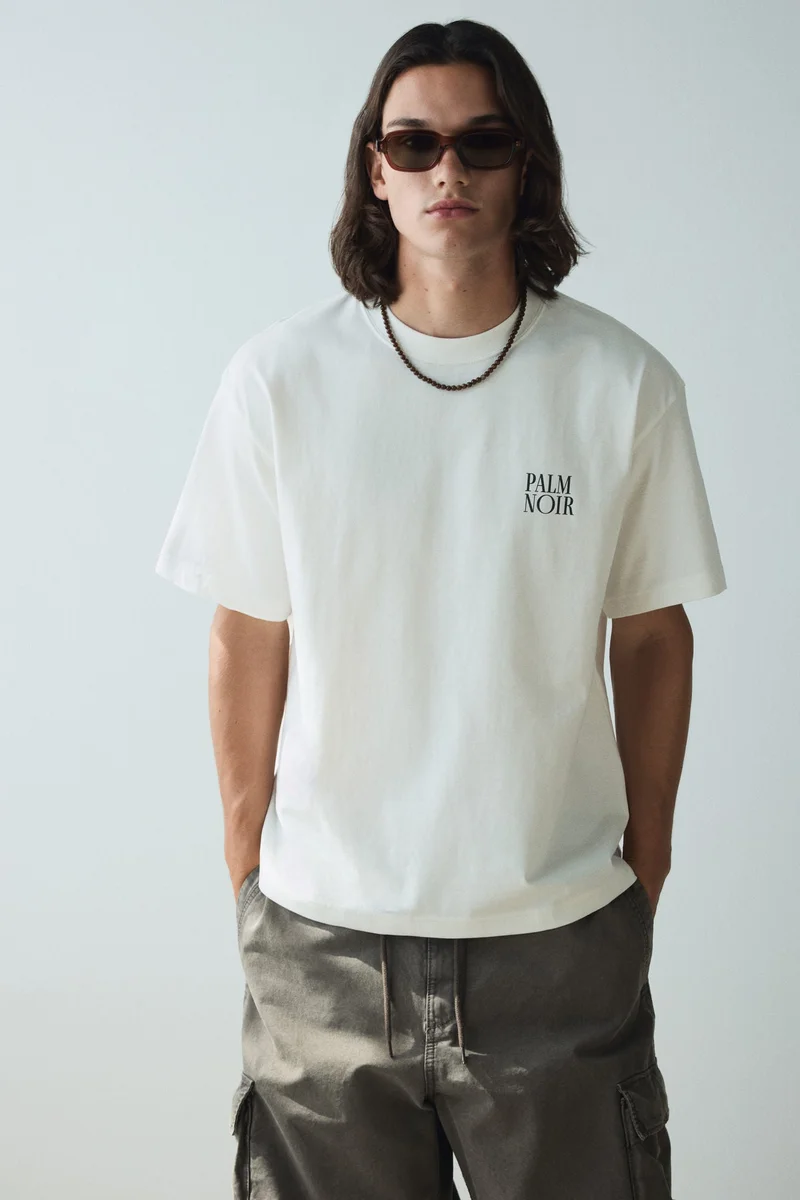 اتش اند ام تي-شيرت بقصة مريحة من القطن