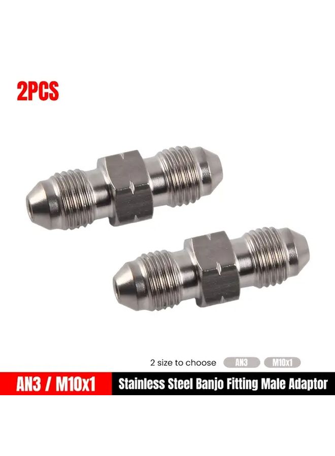 M10x1 Banjo Male Adapter 2 Pack Stainless Steel Motorcycle Hydraulic Oil Hose Fitting - Image 1