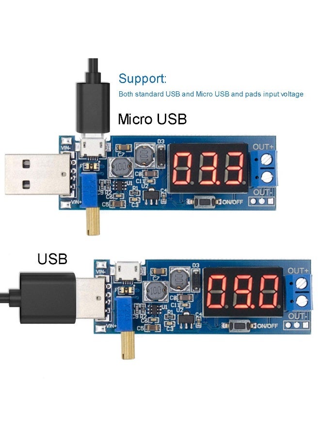 HEADVANA USB Buck Boost Converter, DC 3.5~12V 5V to DC 1.2-24V 3.3V 9V 12V 24V Adjustable Output Digital Display Step Up Down Power Module. - Image 3