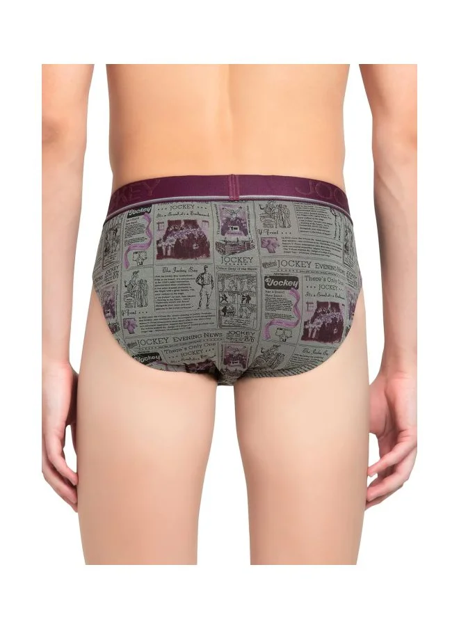 جوكي Jockey Dark Grey and Purple Print03 Men Printed Brief