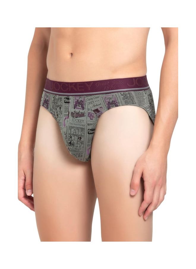 JOCKEY - Jockey Dark Grey and Purple Print03 Men Printed Brief - Image 1