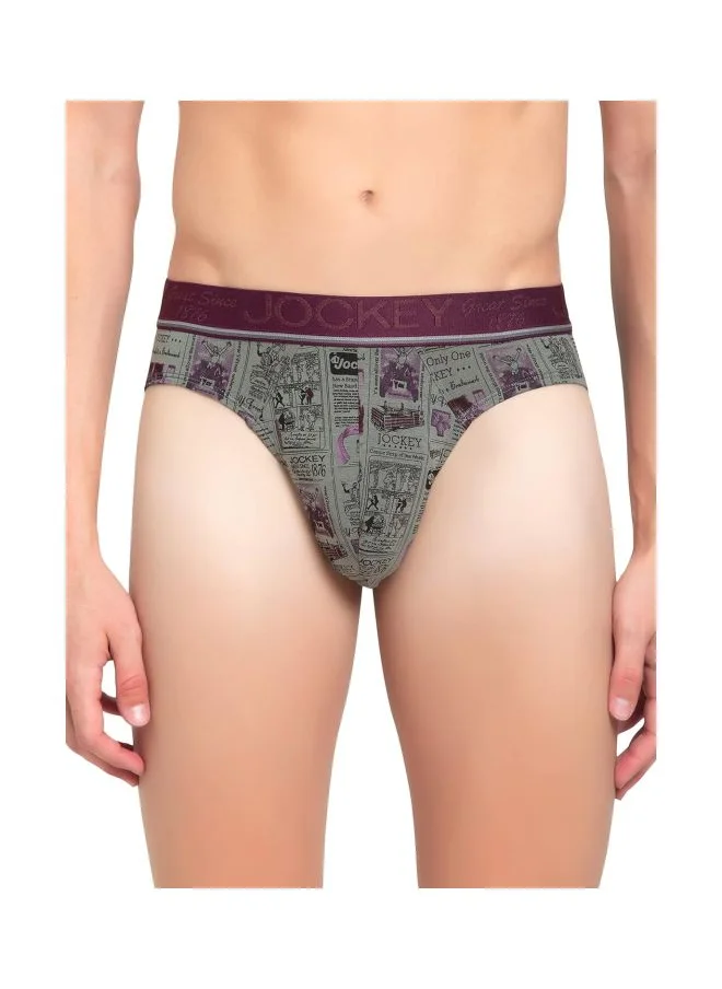 جوكي Jockey Dark Grey and Purple Print03 Men Printed Brief