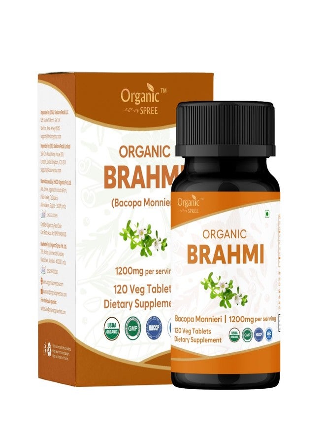 ORGANIC SPREE Brahmi 120 Tablets – USDA Organic Bacopa Monnieri Supplement – Supports Focus, Calm & Memory*, Herbal Nootropic* - Image 1