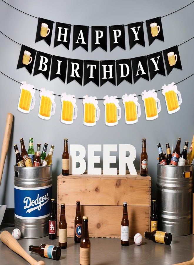 YQQYG 1 Set Beer Birthday Decorations, Birthday Banner for Men and Women with Mug Pennant, Cheers and Beers Decoration for Beer Party - Image 3