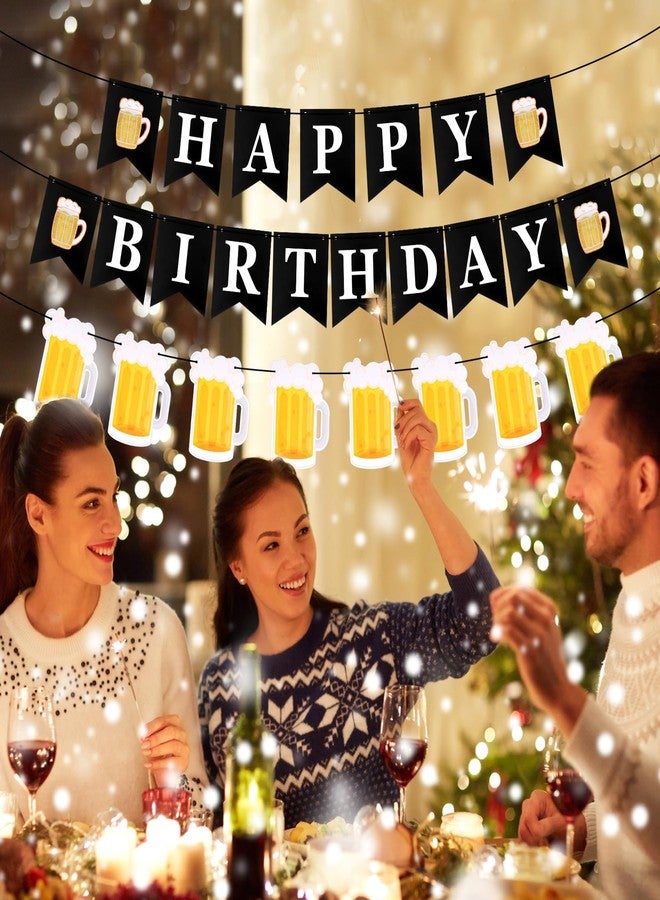 YQQYG 1 Set Beer Birthday Decorations, Birthday Banner for Men and Women with Mug Pennant, Cheers and Beers Decoration for Beer Party - Image 5