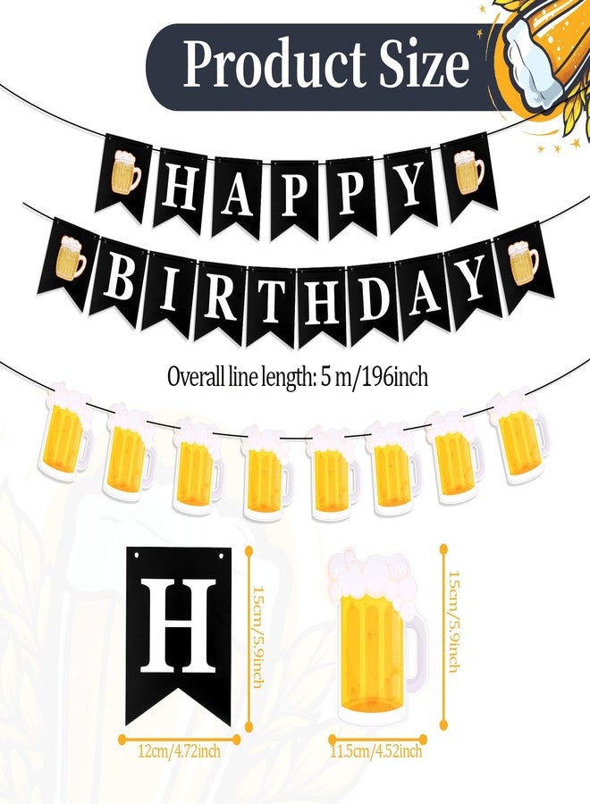 YQQYG 1 Set Beer Birthday Decorations, Birthday Banner for Men and Women with Mug Pennant, Cheers and Beers Decoration for Beer Party - Image 2