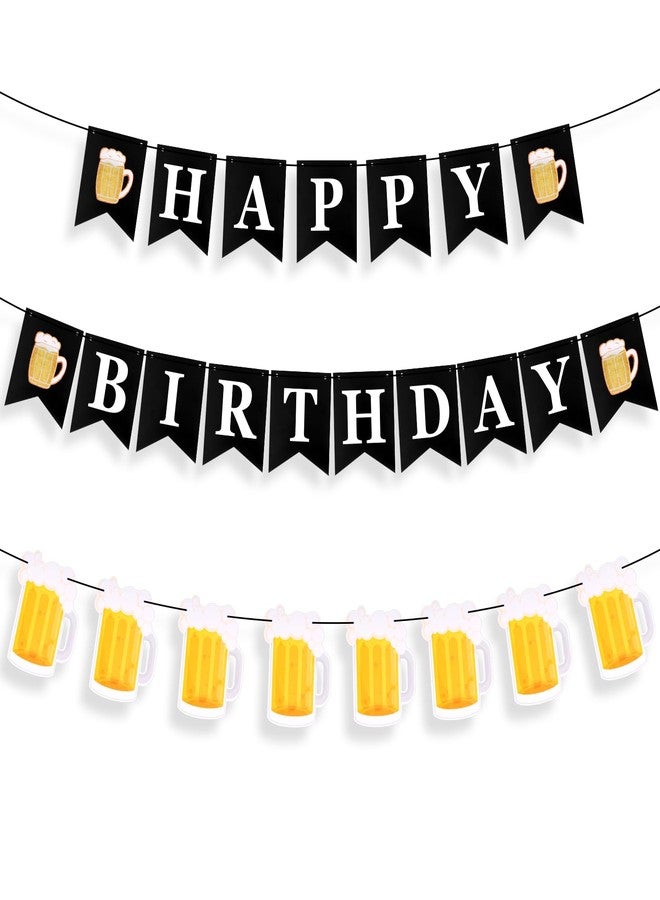 YQQYG 1 Set Beer Birthday Decorations, Birthday Banner for Men and Women with Mug Pennant, Cheers and Beers Decoration for Beer Party - Image 1