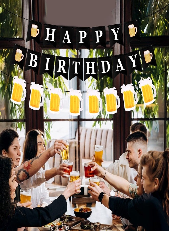 YQQYG 1 Set Beer Birthday Decorations, Birthday Banner for Men and Women with Mug Pennant, Cheers and Beers Decoration for Beer Party - Image 4