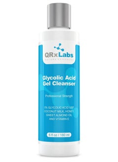 كيو آر إكس لابس غسول الوجه بحمض الجليكوليك من QRxLabs، منظف جل مقشر، لعلاج التجاعيد والخطوط الدقيقة وحب الشباب والبقع والتقشير الكيميائي - يقلل من نتوءات الحلاقة والشعر الناشئ تحت الجلد، 6 أونصات لعلاج حب الشباب للوجه - غسول للوجه مضاد للشيخوخة  - Image 1