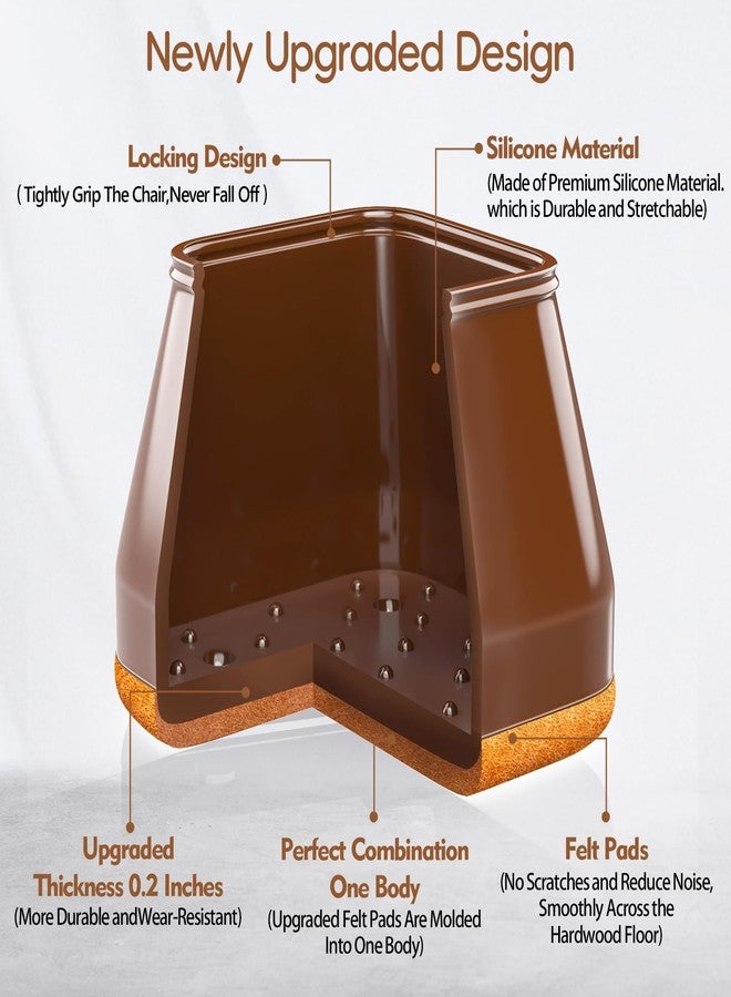 BAIPOK 28Pcs Square Chair Leg Floor Protectors with Wrapped Felt Bottom, Silicone Chair Leg Protectors for Hardwood Floors, Chair Legs Cover Prevents Scratches & Reduce Noise (Brown L Fit 1.14"-1.42") - Image 5