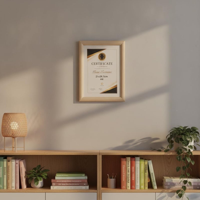 A4 Certificate Frame, 21x29.7 cm, Natural Wood Finish - Image 3