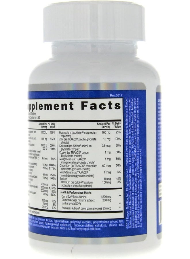 Evogen Nutrition إيفوفيت فيتامينات متعددة رياضية لتعزيز المناعة مع بيتا ألانين وكركمين 30 يومًا - Image 3