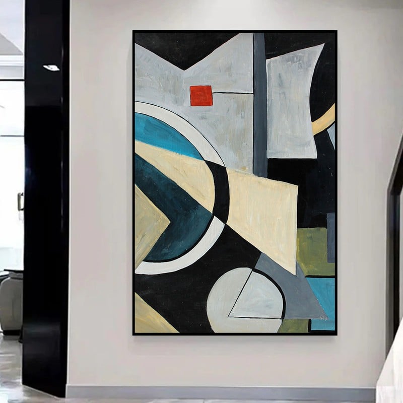 Marktna One canvas print with a geometric design and a hollow frame, measuring (50×70) cm. - Image 3