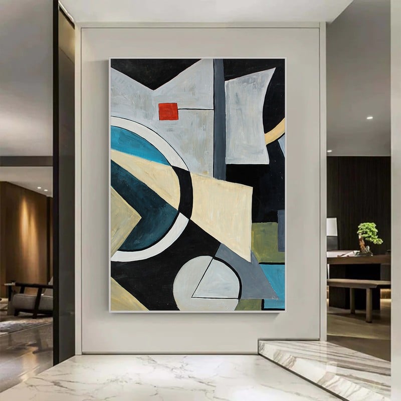 Marktna One canvas print with a geometric design and a hollow frame, measuring (50×70) cm. - Image 1