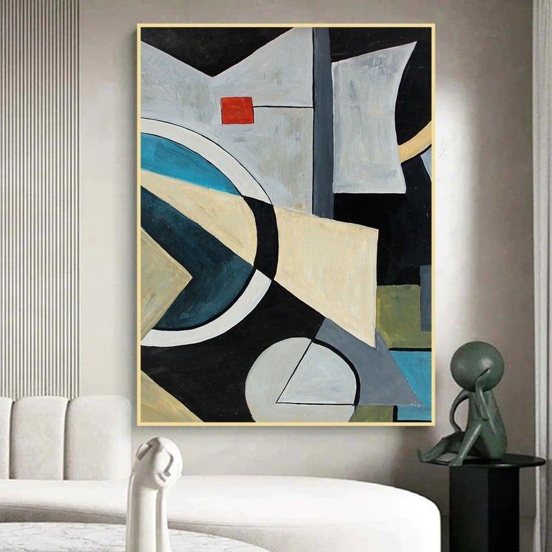 Marktna One canvas print with a geometric design and a hollow frame, measuring (50×70) cm. - Image 2