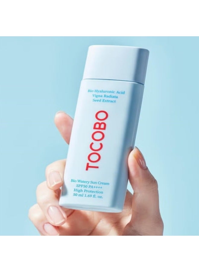 Tocobo Bio Hyaluronic Acid, Vigna Radiata Seed Extract, Bio Watery Sun Cream, SPF50 PA++++ High Protection, Tocobo Bio Watery Sun Cream SPF50+ PA++++ - 50ml, Blue - Image 2
