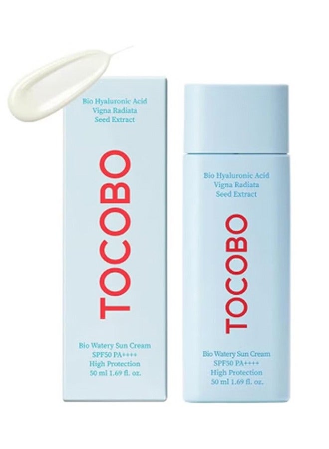 Tocobo Bio Hyaluronic Acid, Vigna Radiata Seed Extract, Bio Watery Sun Cream, SPF50 PA++++ High Protection, Tocobo Bio Watery Sun Cream SPF50+ PA++++ - 50ml, Blue - Image 1