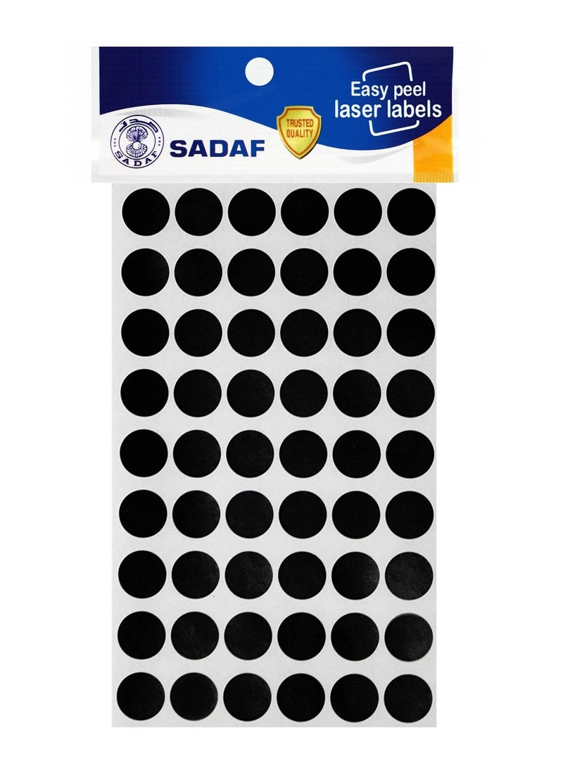 Sadaf ملصقات دائرية 540 قطعة بقطر 14 مم باللون الأسود - Image 1