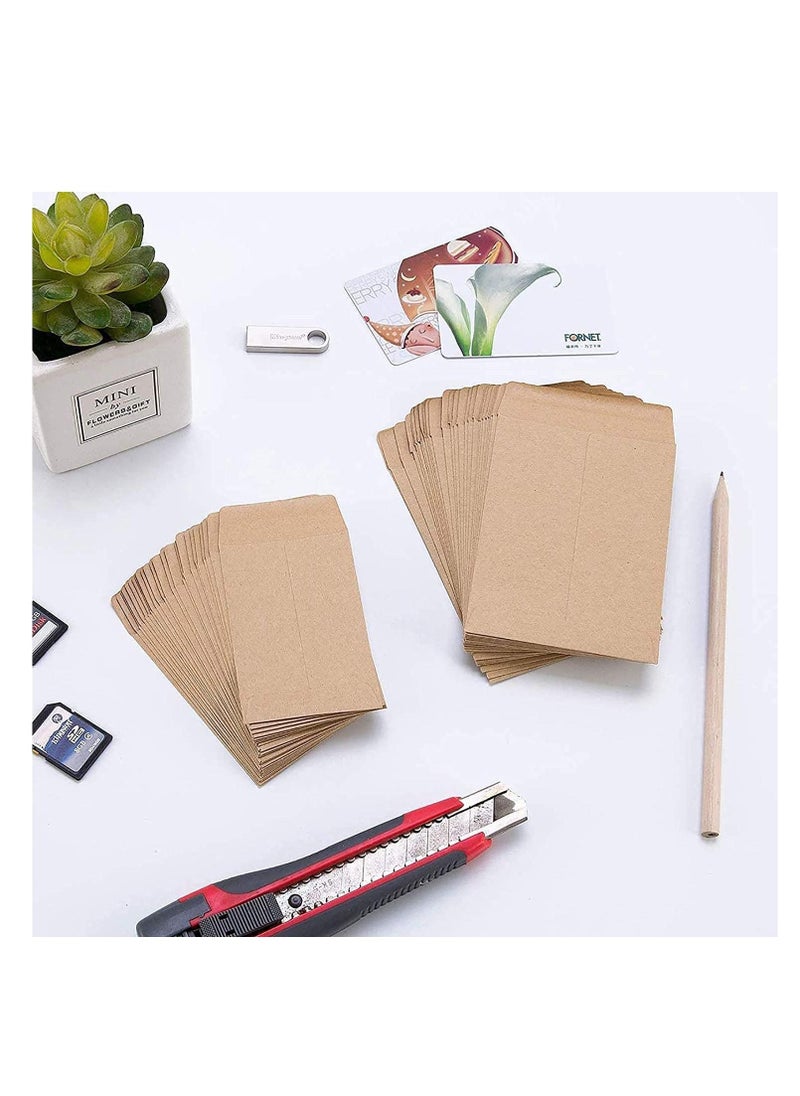 Excefore 100 Pack Kraft Coin Envelopes, Small Parts Envelopes Kraft Seed Envelopes Stamps Storage Packets Envelopes for Home Garden, Office or Wedding Gift(3.23"×4.53") Small  - Image 3