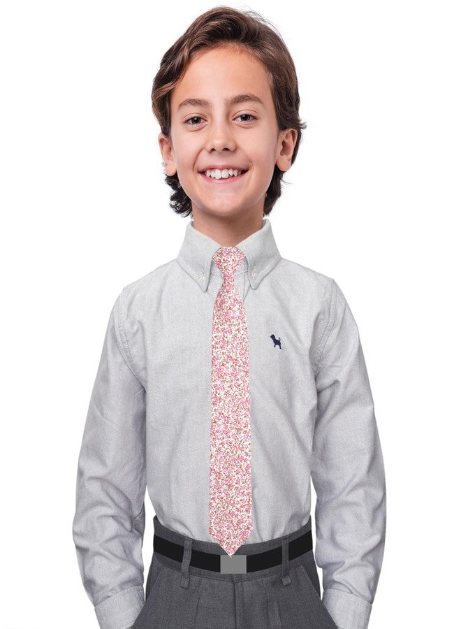 BELLUNO Boys' Floral Pink Ties, Hook and Loop Pre-tied Flower Ties for Pre-teens and Students, Ages 8-12 - Image 3