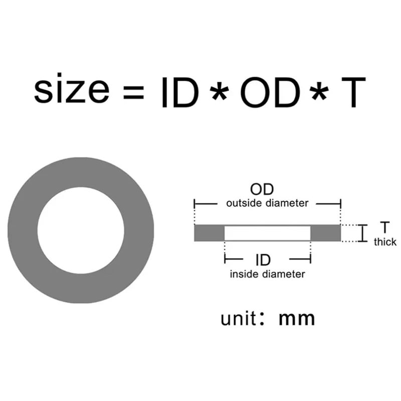 Faucet Washers 200pcs Multiple Colors Nylon Flat Spacer Plastic Washer O-Ring Screw Gasket Insulation Spacer M2~m20(Black,M4x8x1mm) - Image 2
